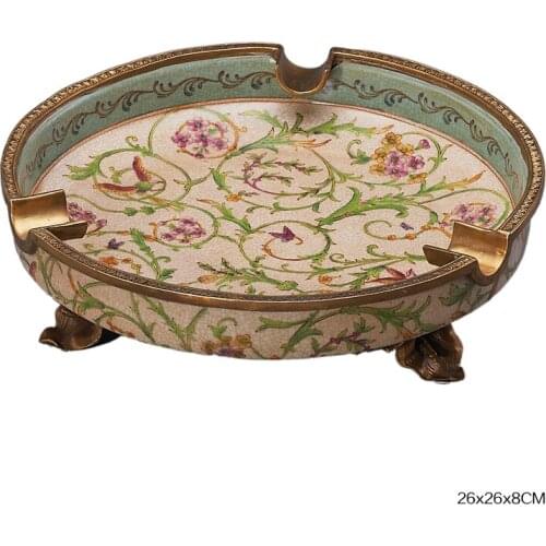 CIGARLOONG Cigar Ashtray Enamel European-style Ceramic Ashtray Vintage Pattern CE-4312