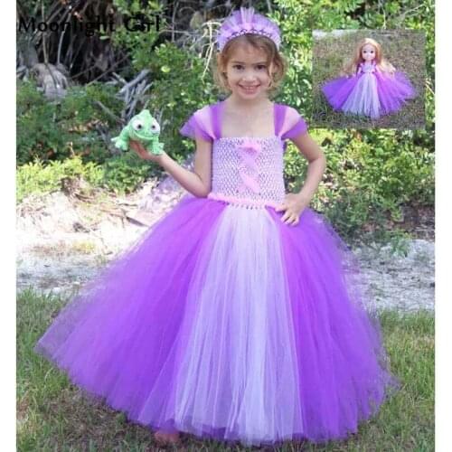 Purple Princess Rapunzel Dresses Girls Birthday Party Dresses For Kids Christmas Halloween Rapunzel Costume Tutu Dress Up
