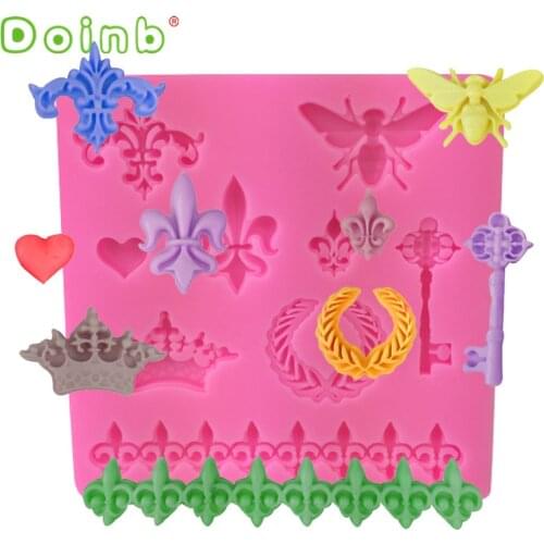 Bee Key Crown Decorative Pattern Shape Silicone Cake Molds Chocolate Mould for Baking Sugarcraft Decorating Tools