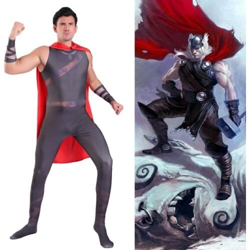 Superhero EndgameThor Costume 3D Printing Halloween Costumes for Men Boys Kids Party Fancy Dress Up Children Cosplay Jumpsuit