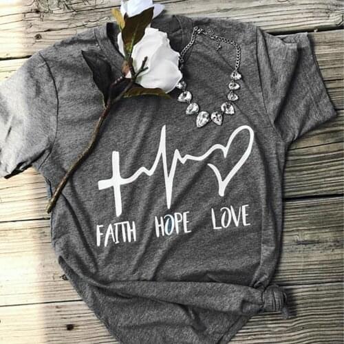 Summer Short Sleeve Faith Hope Love Short Sleeve T-Shirt O-Neck Casual Female Ladies Tee Valentine Tops Women Fashion T-Shirt