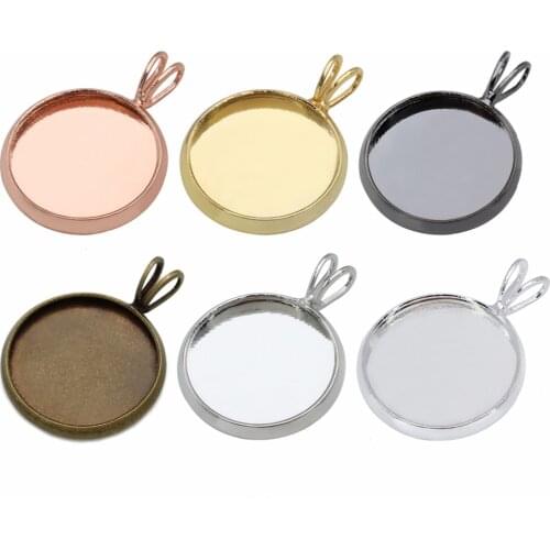 LOULEUR 10pcs/lot Copper Necklace Pendant Blank Cabochon Base Fit 10 12 14 16 18 20 mm Cabochon Cameo Settings Jewelry Making