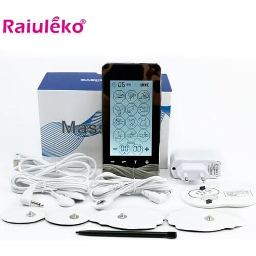 12 Mode Tens Unit Portable Pulse Massager Rechargeable Electric Pain Relief Machine Touchscreen Muscle Stimulator Therapy Pain