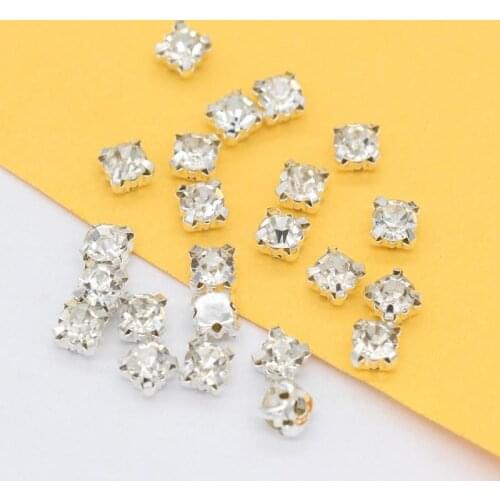 SS28(6mm）720pcs/set Silver Glass Anti scratch Claw Crystal rhinestone Sew-on Rhinestones Metal For Dress Garment accessory parts