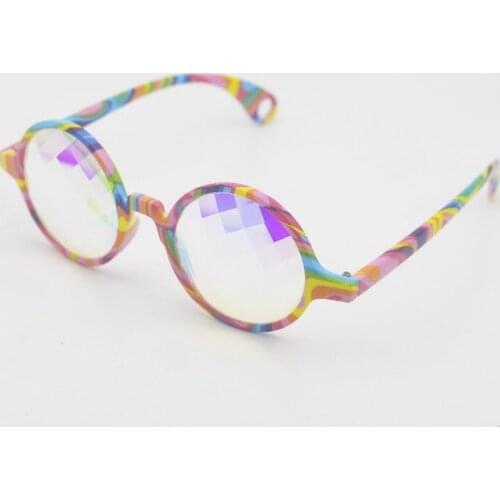 Multicolor Print Frame squar cut glass lens Kaleidoscope Glasses