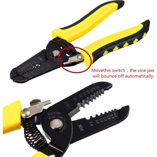 Multifunctional 0.6-2.6mm 10-22 AWG Wire Cable Stripper Cutting Stripping Hand Tool Pliers