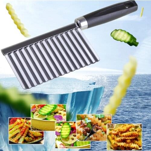 Multi-functional stainless steel kitchen cooking knife tool simple and creative chips, vegetables, potatoes wave knife grater