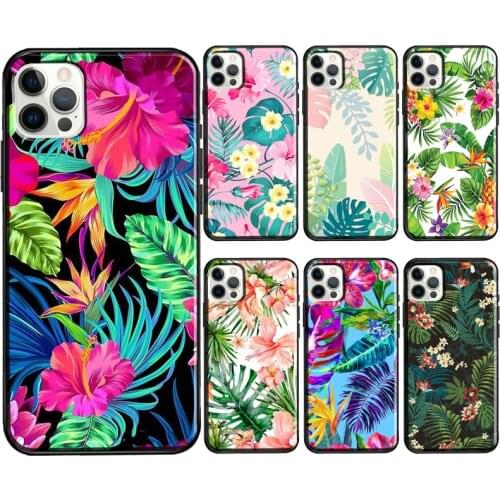 Tropical Leaves Flowers Soft Cover For iPhone 12 11 Pro Max X XR XS Max 5S SE 2020 8 7 Plus 12 Mini Phone Case