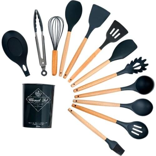 12pcs Kitchen Utensils Set With Storage Box Silicone Kitchen Accessories Cooking Set Cooking Tools Spoons Silicone Spatula