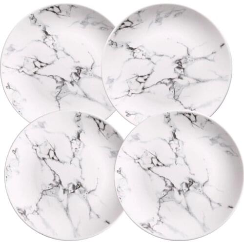 4 pcs set 6 or 8 or 10 inch Marble dinner plates ceramic tableware dinner set marble dinnerware