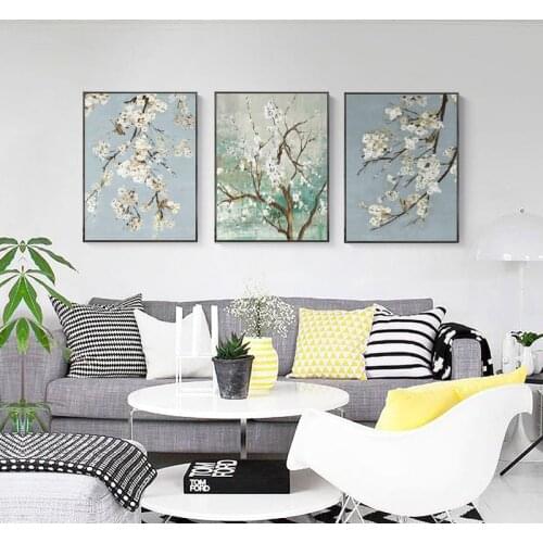 Fresh New Chinese Style Branches Flowers Poster and Prints Canvas Print Painting Art Wall Pictures for Living Room Home Decor