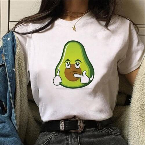 New Women T-Shirts Summer Cute Avocado Printed Tops Tees Female T-shirt Short Sleeve White Tshirt Girls Tops Tees Female