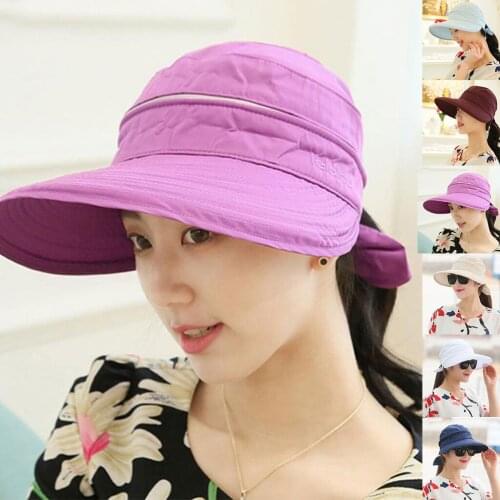 Transformable Solid Color Topless Sun Hat Visor Sun-Proof Suitable for Girls Tennis Golfing Cycling