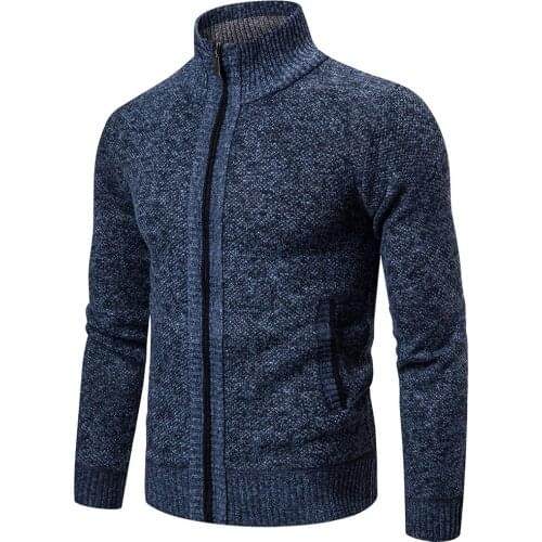 2021 Autumn Winter Mens Sweater Coat Faux Fur Wool Sweater Jackets Men Zipper Knitted Thick Coat Warm Casual Knitwear Cardigan