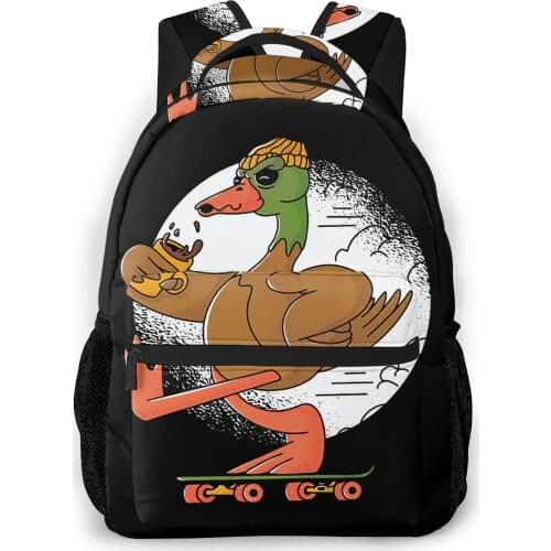 Skater Duck With Coffee Backpack for Girls Boys Travel RucksackBackpacks for Teenage school bag