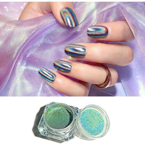 Hot Ultra-thin Multicolor Holographic Mirror Effect Nail Art Powder Pigment