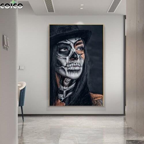 Clown Woman Canvas Poster with Frame Face Graffiti Wall Art Print Painting Modern Moive Maiden Home Decor Living Room Picture
