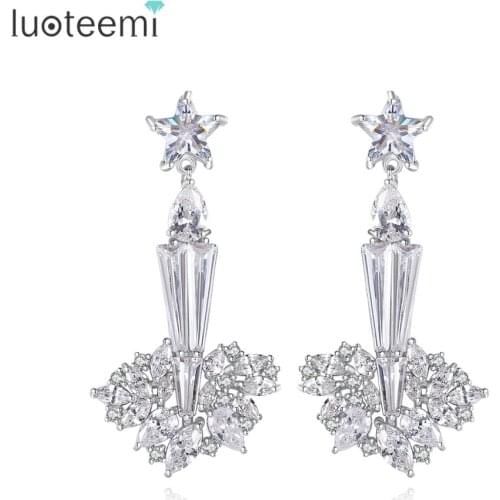LUOTEEMI New Fashion Star Drop Earrings for Women Fashion Jewelry Party Wedding Engagement Boucle D'Oreille Femme Christmas Gift