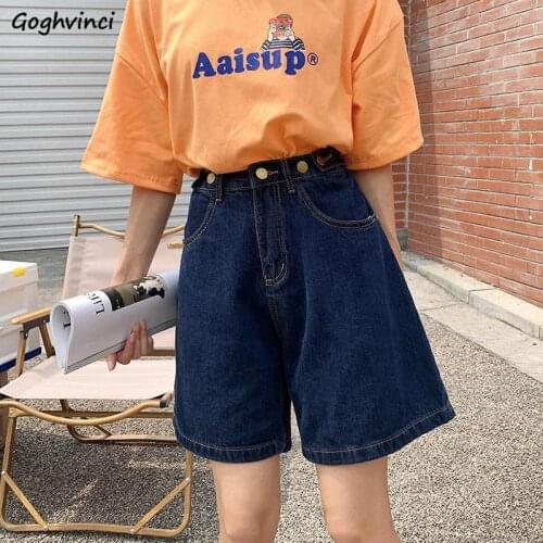 Shorts Women Denim High Waist Students Simple Summer All-match Neutral Fashion Korean Style Casual Vintage Basic Streetwear Soft