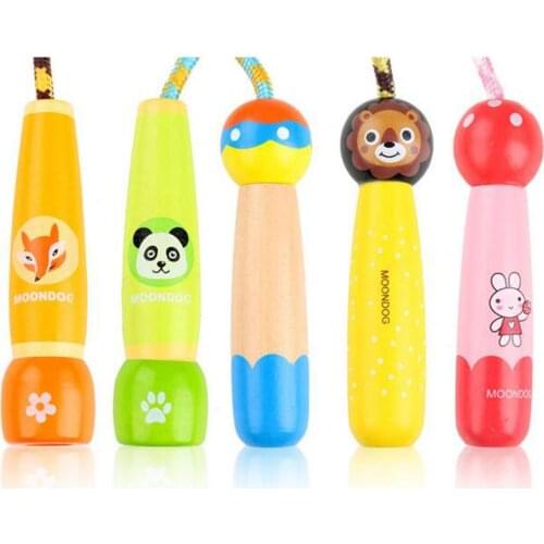 Skipping Rope Cartoon Animal Adjustable Skipping Jump Rope with Wooden Handle Exercise Tool Kids Fitness Tool