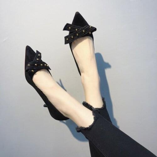 2020 spring and autumn new ladies high heels frosted leather high quality rivets mature elegant workplace womens shoes W27-19