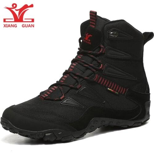 XIANG GUAN High Top Hiking shoes Winter Outdoor Men Women Plus velvet warm sport boots camping climbing skiing anti-skid sneaker