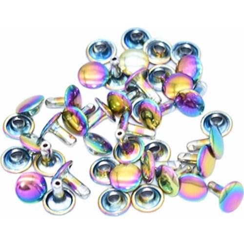 9mm Rainbow Material Double Cap Rivets Studs for Leathercrafts Fastener Snaps Prong Studs rapid rivets 50set