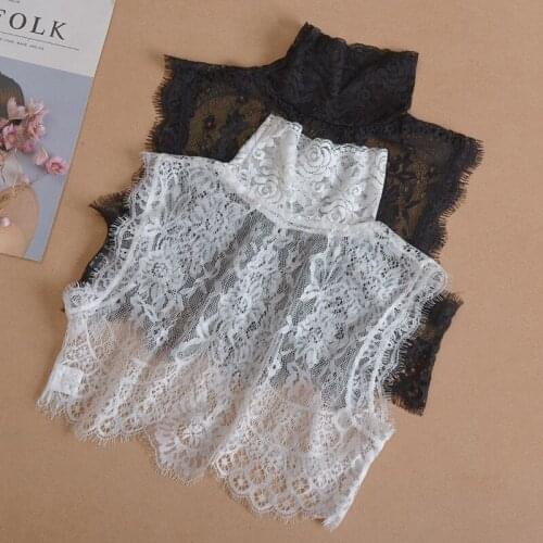 Womens Wild Lace Blouse Decorative Collar Removable Collares Female Bottom Short