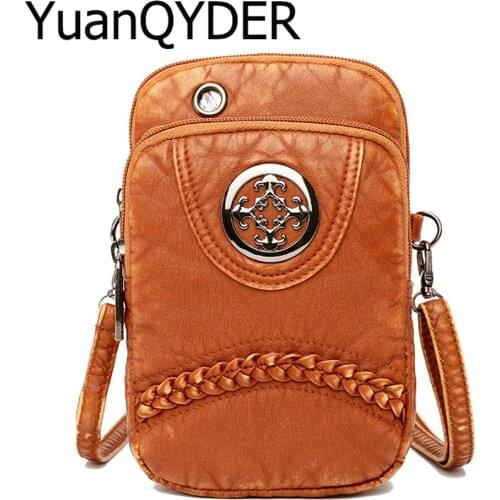 Fashion Luxury Sequined Mini Cell Phone Purse Weave Crossbody Bags for Women 2020 New Tide Washed Leather Casual Shoulder Bag