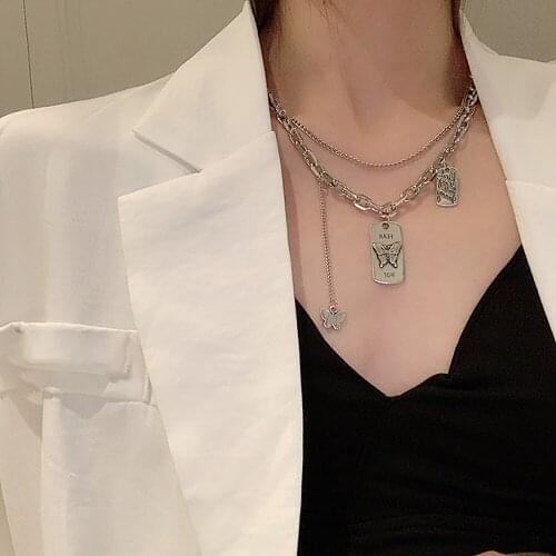 Punk Style Butterfly Choker Clavicle Necklace Jewelry Women Collares Gothic Hip Hop Link Chain Necklace Collares Mujer Jewlery