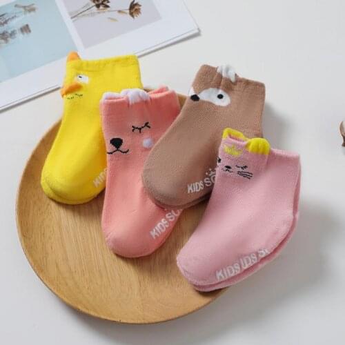 1 Pair Baby Girls Socks Cartoon Cute Non-slip Infant Kid Socks Grip Breathable Floor Socks Tude Newborn Toddler Sock Accessories