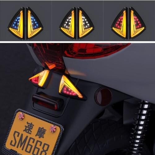 1 Pair Universal Motorcycle LED Turn Signal Light Amber Indicator Triangle Scooter Blinker Lights Motorbike Lamp Moto Flasher