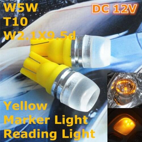 12V LED Yellow Color Car Bulb Lamp T10(High Power Spot Lamp)W5W W2.1X9.5d for Trunk Boot Licence Reading Light