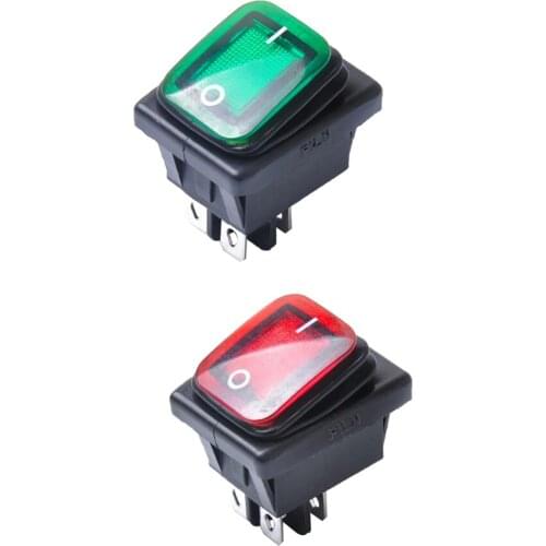 2pcs Red Green 4 Pin 2 Position Rocker Toggle Switch for Car Truck Boat