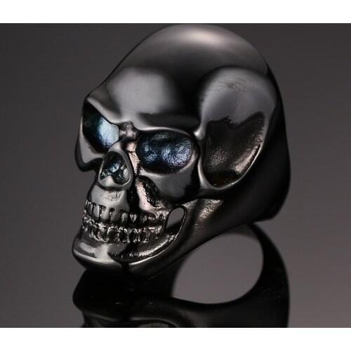 2020 Trendy Black Skull Ring Men 316 Stainless Steel Big Heavy Rock Roll Biker Classic Rings Wholesale Jewelry
