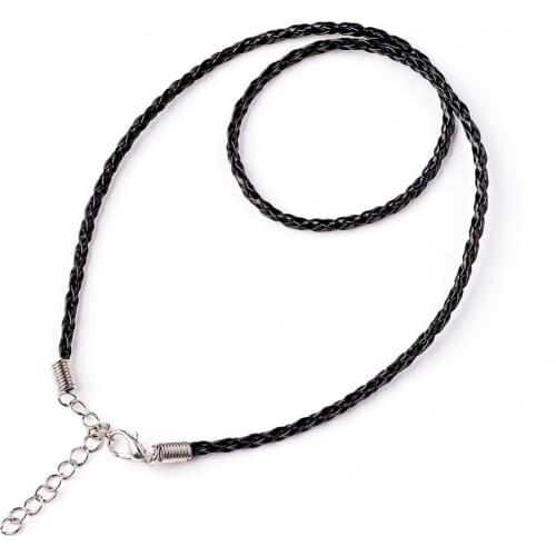 100Strands Black Imitation Leather Cord for Necklace Jewelry Making DIY 3mm in diameter, 17"(about 43cm)