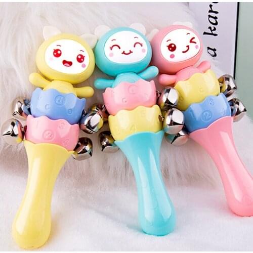Baby Rattle Toys Rainbow Color Hand bell Baby Rattles Jingle Bells Infant Shaker Rattle Educational Toys for Kids 0-12 Months