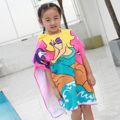 New Spaceman Kids Hooded Bath Towel Microfiber Boys Girls Beach Towels Super Absorbent Cartoon Child Sunscreen Beach Shawel