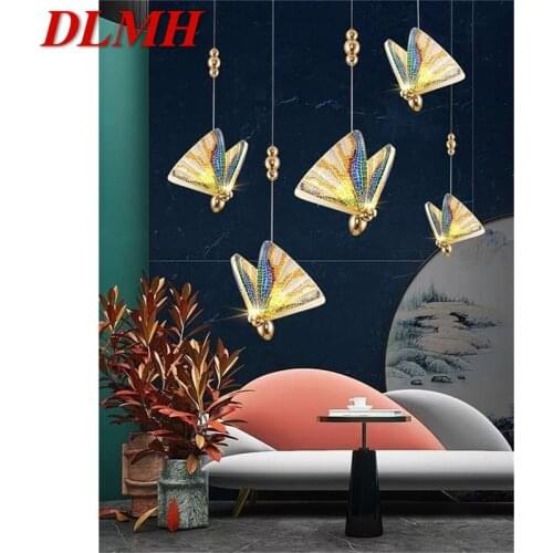DLMH New Nordic Chandeliers Colorful Butterfly Pendant Modern Ceiling Lamp Creative For Home Light