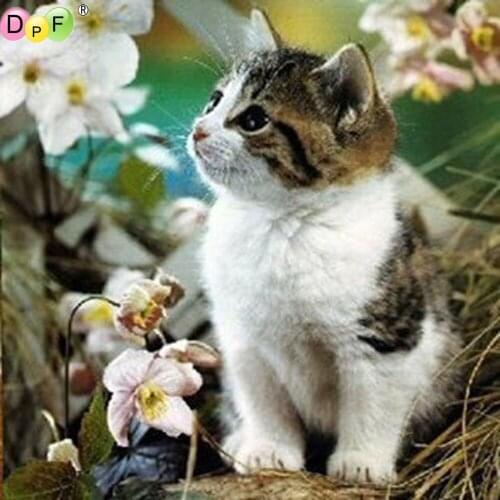 DPF diamond painting cross stitch flower cat DIY full square diamond embroidery mosaic home decor gifts kits handwork Animal