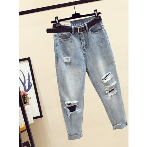 Fa1001-1 2019 new autumn winter women fashion casual Denim Pants ripped jeans for women womens clothing