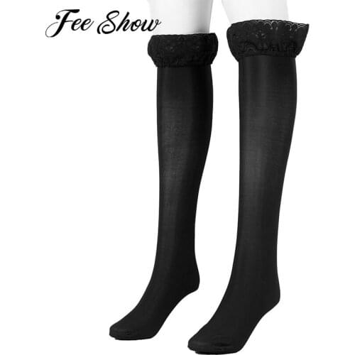 Hot Womens Sexy Long Stocking Sheer Lace Top Thigh High Stockings Night Clubwear Pantyhose Full-footed Stockings Female Hosiery