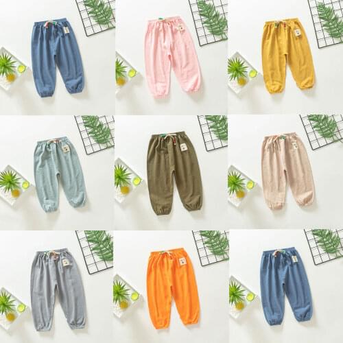 Baby Kids Girl Boy Bottoms Wrinkled Pantalettes Cotton Lien Pants Babies Loose Long pant Clothing