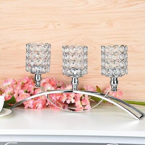Artificial Crystal Candlestick Wedding Candlestick Table Center Candlestick Tealight Stand Home Decoration Candlestick
