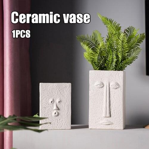 Ceramic Plant Pots Abstract Face Art Vases Ceramic Flower Pots for Home Balcony Decoration A1