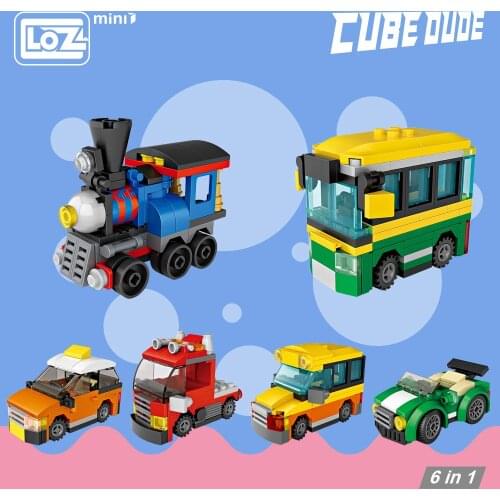 LOZ Mini Blocks Eggs Brick Building Blocks Car Model Brick Toys for Children Train Sports Car Taxi Bus Truck Kids Assembly 4009