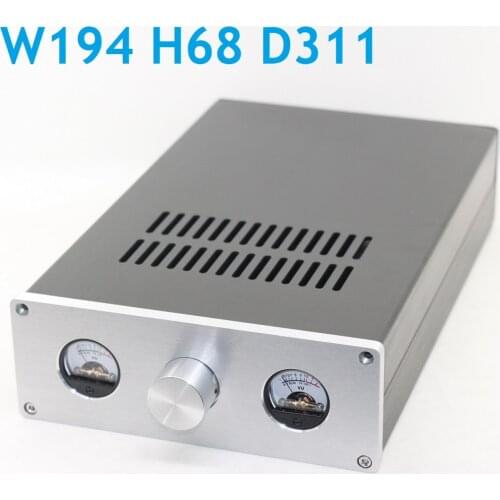 VU Meter Chassis Shell DIY Aluminum Dual Channel DAC Decoder Enclosure Power Amplifier Housing Tube Amp W194 H68