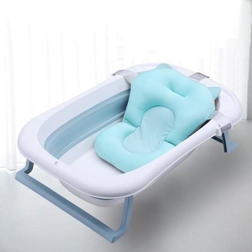 Baby Shower Bath Tub Pad Non-Slip Bathtub Seat Support Mat Newborn Safety Security Bath Support Cushion Foldable Soft Pillow