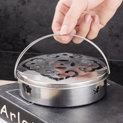Round Mosquito Coil Box Stainless Steel Mosquito Coil Case with Cover Household Accessories Home Tool