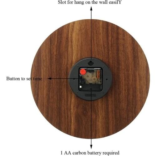 Round Luminous Wall Clock Wooden Silent Non-ticking Night Light Creative Living